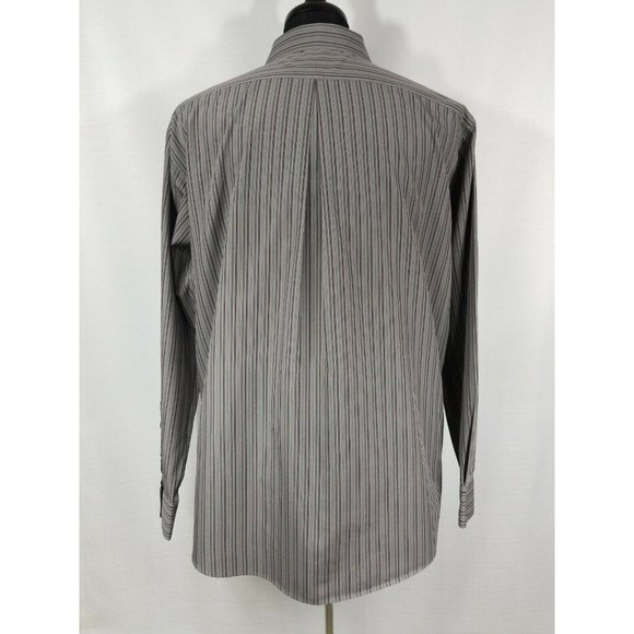 Murano Long Sleeve Dress Casual Shirt Mens 17.5 Neck Gray Purple 23" Chest - Picture 5 of 9